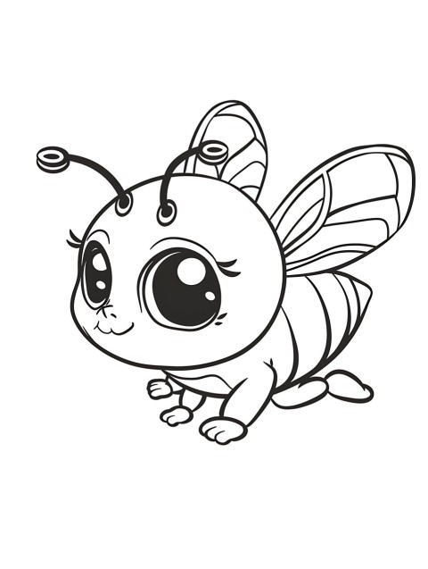 Cute Bee Coloring Book Pages Simple Hand Drawn Animal illustration Line Art Outline Black and White (136)