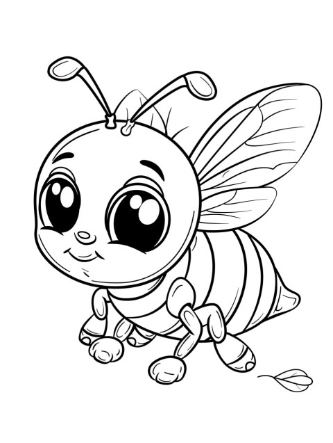 Cute Bee Coloring Book Pages Simple Hand Drawn Animal illustration Line Art Outline Black and White (135)