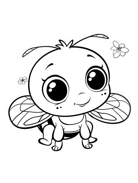 Cute Bee Coloring Book Pages Simple Hand Drawn Animal illustration Line Art Outline Black and White (143)