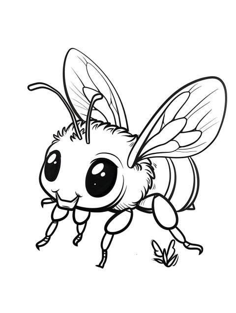 Cute Bee Coloring Book Pages Simple Hand Drawn Animal illustration Line Art Outline Black and White (148)