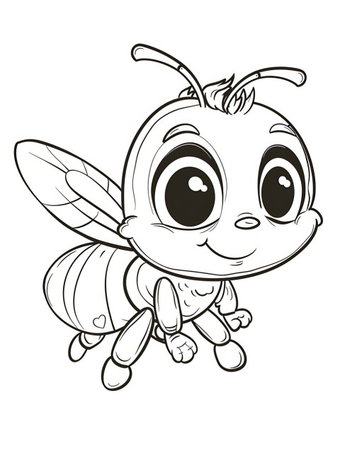 Cute Bee Coloring Book Pages Simple Hand Drawn Animal illustration Line Art Outline Black and White (139)