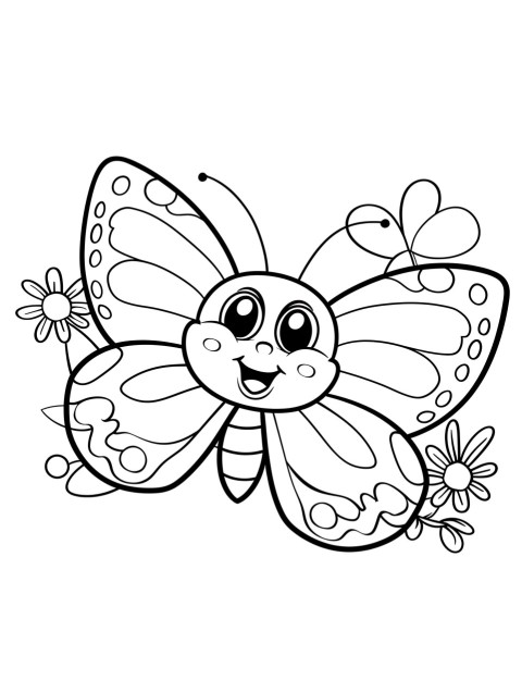 Cute Butterfly Coloring Book Pages Simple Hand Drawn Animal illustration Line Art Outline Black and White (37)