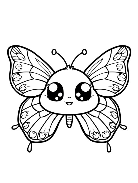 Cute Butterfly Coloring Book Pages Simple Hand Drawn Animal illustration Line Art Outline Black and White (45)
