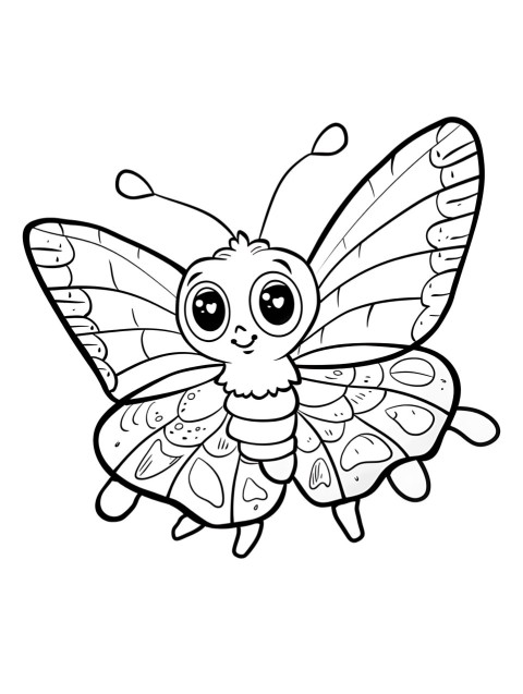 Cute Butterfly Coloring Book Pages Simple Hand Drawn Animal illustration Line Art Outline Black and White (43)