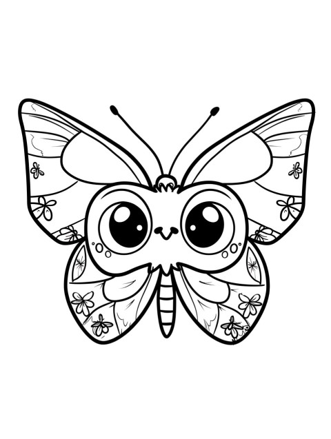 Cute Butterfly Coloring Book Pages Simple Hand Drawn Animal illustration Line Art Outline Black and White (20)