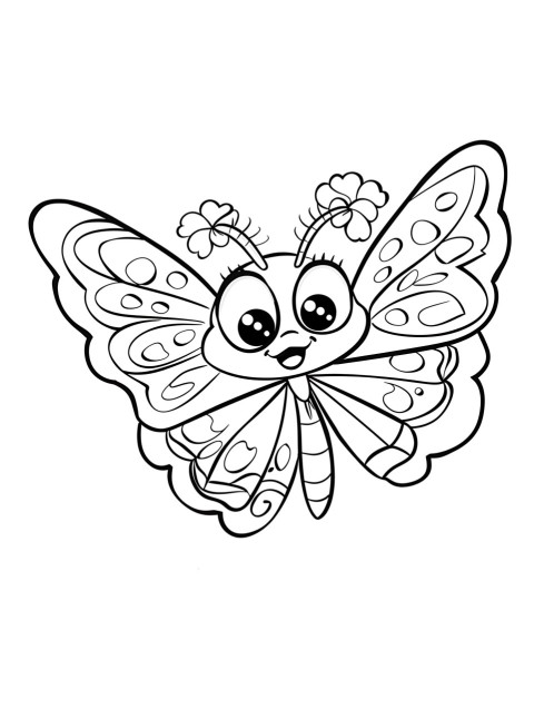 Cute Butterfly Coloring Book Pages Simple Hand Drawn Animal illustration Line Art Outline Black and White (33)