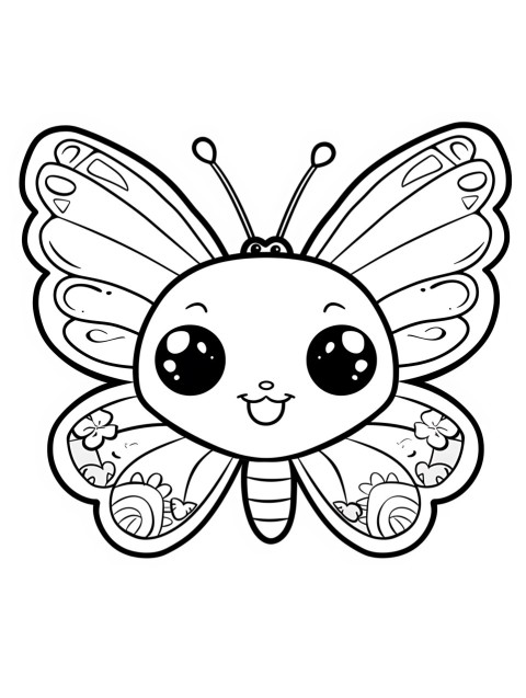 Cute Butterfly Coloring Book Pages Simple Hand Drawn Animal illustration Line Art Outline Black and White (50)