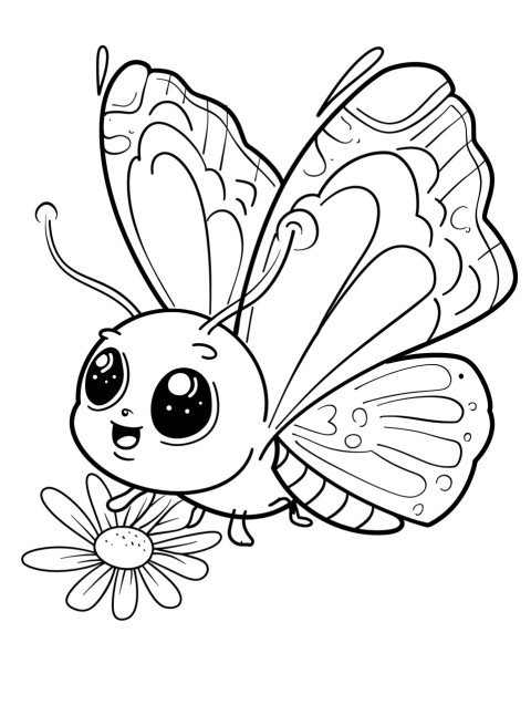 Cute Butterfly Coloring Book Pages Simple Hand Drawn Animal illustration Line Art Outline Black and White (34)