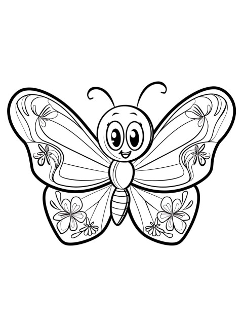 Cute Butterfly Coloring Book Pages Simple Hand Drawn Animal illustration Line Art Outline Black and White (11)