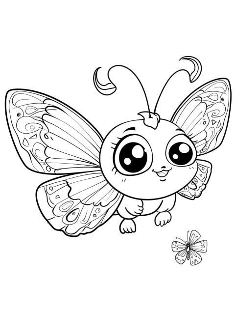 Cute Butterfly Coloring Book Pages Simple Hand Drawn Animal illustration Line Art Outline Black and White (15)