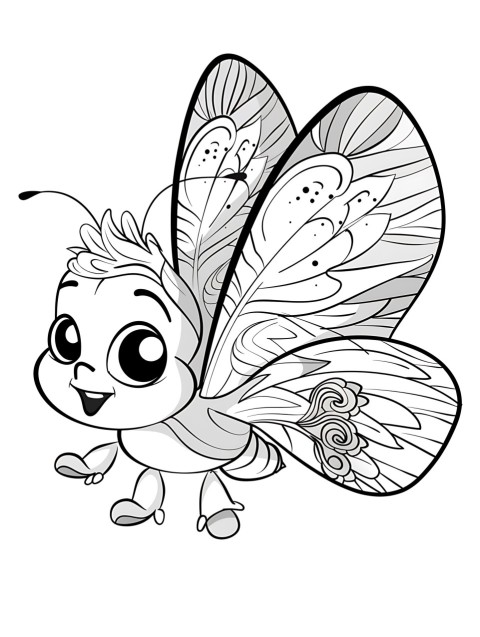 Cute Butterfly Coloring Book Pages Simple Hand Drawn Animal illustration Line Art Outline Black and White (12)