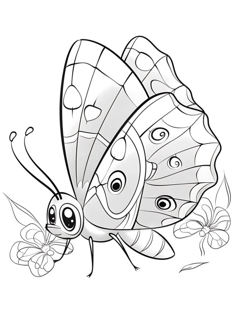 Cute Butterfly Coloring Book Pages Simple Hand Drawn Animal illustration Line Art Outline Black and White (46)