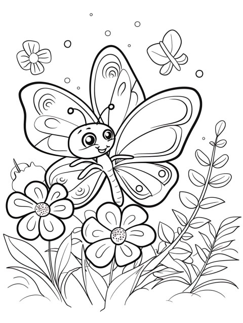 Cute Butterfly Coloring Book Pages Simple Hand Drawn Animal illustration Line Art Outline Black and White (8)