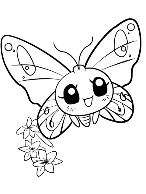 Cute Butterfly Coloring Book Pages Simple Hand Drawn Animal illustration Line Art Outline Black and White (90)
