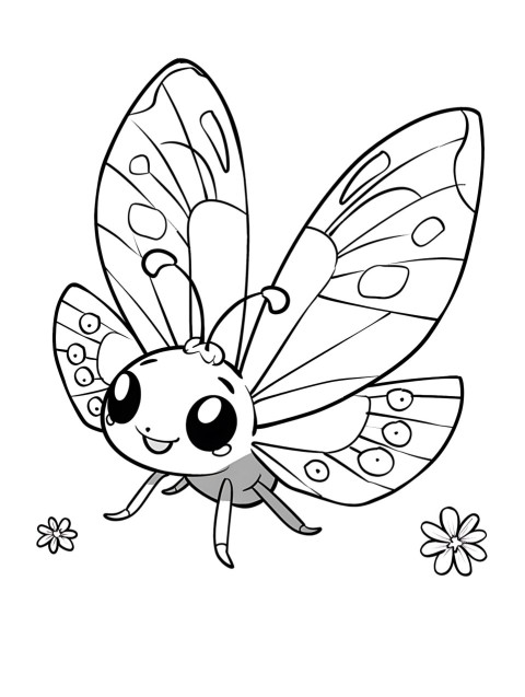 Cute Butterfly Coloring Book Pages Simple Hand Drawn Animal illustration Line Art Outline Black and White (61)