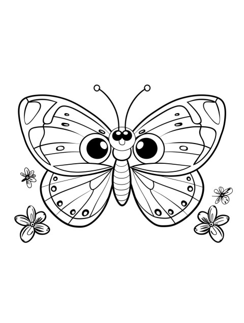 Cute Butterfly Coloring Book Pages Simple Hand Drawn Animal illustration Line Art Outline Black and White (60)