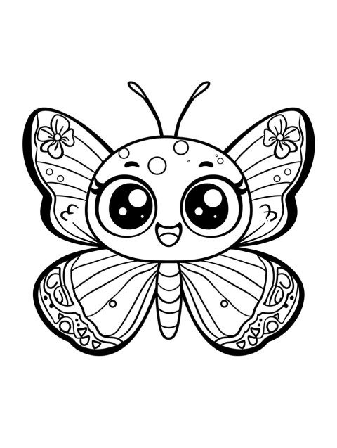 Cute Butterfly Coloring Book Pages Simple Hand Drawn Animal illustration Line Art Outline Black and White (91)