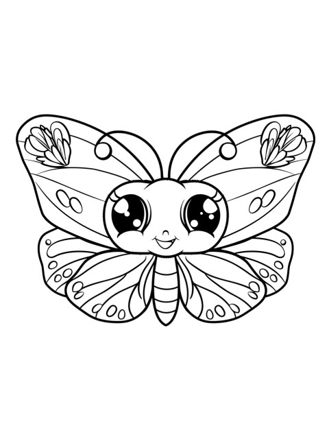 Cute Butterfly Coloring Book Pages Simple Hand Drawn Animal illustration Line Art Outline Black and White (72)