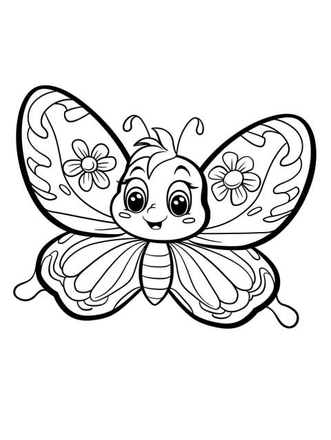 Cute Butterfly Coloring Book Pages Simple Hand Drawn Animal illustration Line Art Outline Black and White (97)