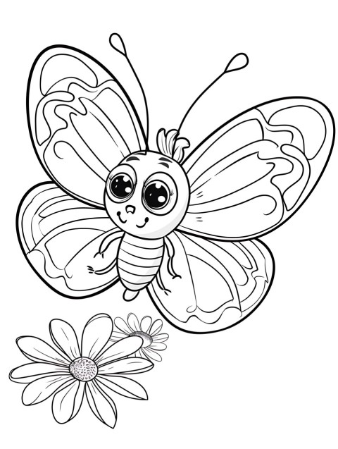Cute Butterfly Coloring Book Pages Simple Hand Drawn Animal illustration Line Art Outline Black and White (58)