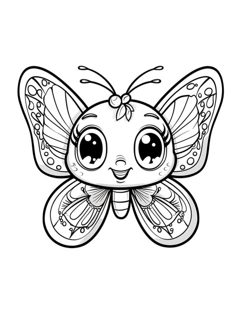 Cute Butterfly Coloring Book Pages Simple Hand Drawn Animal illustration Line Art Outline Black and White (69)