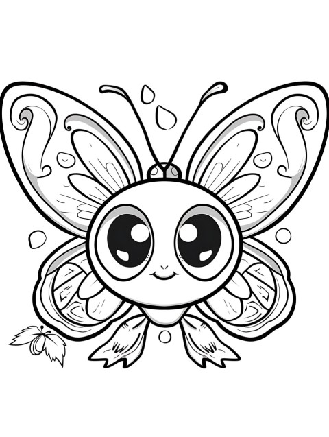 Cute Butterfly Coloring Book Pages Simple Hand Drawn Animal illustration Line Art Outline Black and White (96)