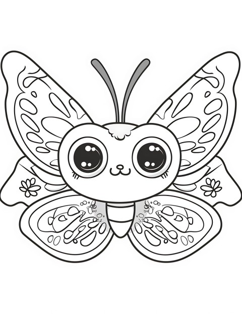 Cute Butterfly Coloring Book Pages Simple Hand Drawn Animal illustration Line Art Outline Black and White (54)