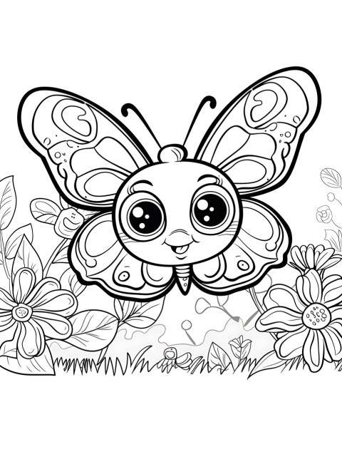 Cute Butterfly Coloring Book Pages Simple Hand Drawn Animal illustration Line Art Outline Black and White (88)