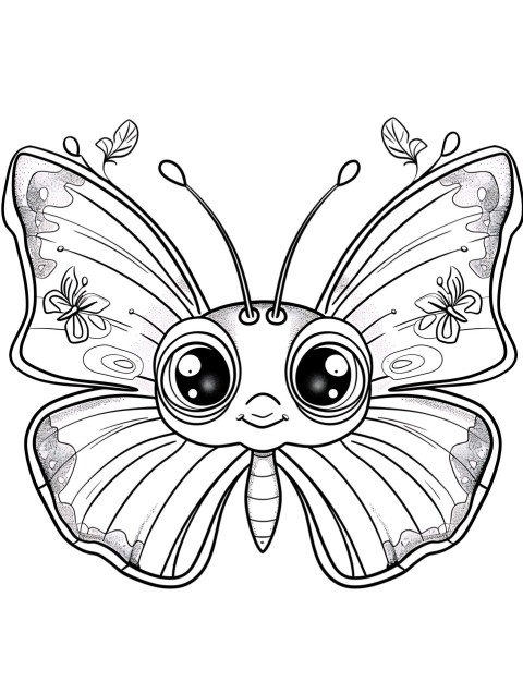 Cute Butterfly Coloring Book Pages Simple Hand Drawn Animal illustration Line Art Outline Black and White (82)