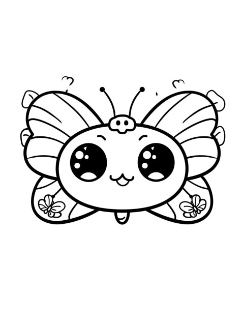Cute Butterfly Coloring Book Pages Simple Hand Drawn Animal illustration Line Art Outline Black and White (152)