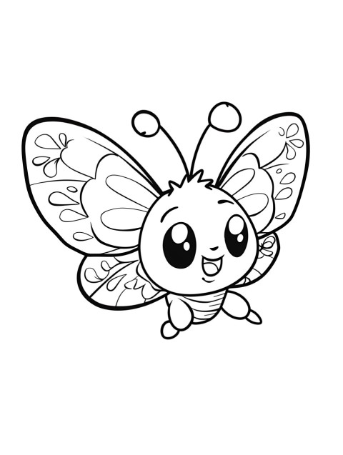 Cute Butterfly Coloring Book Pages Simple Hand Drawn Animal illustration Line Art Outline Black and White (113)