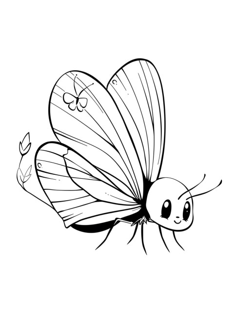 Cute Butterfly Coloring Book Pages Simple Hand Drawn Animal illustration Line Art Outline Black and White (165)