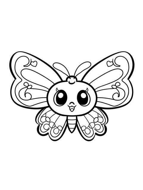 Cute Butterfly Coloring Book Pages Simple Hand Drawn Animal illustration Line Art Outline Black and White (129)