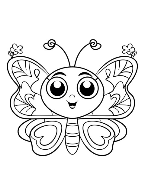 Cute Butterfly Coloring Book Pages Simple Hand Drawn Animal illustration Line Art Outline Black and White (179)