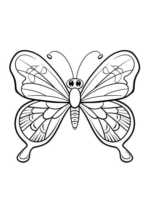 Cute Butterfly Coloring Book Pages Simple Hand Drawn Animal illustration Line Art Outline Black and White (162)