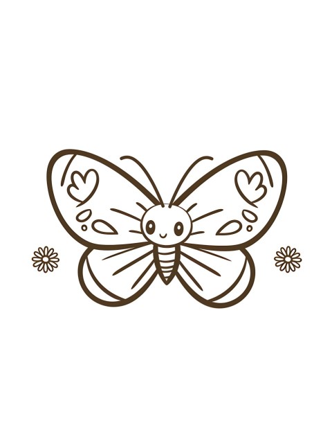 Cute Butterfly Coloring Book Pages Simple Hand Drawn Animal illustration Line Art Outline Black and White (120)