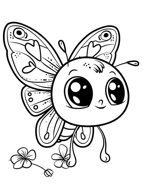Cute Butterfly Coloring Book Pages Simple Hand Drawn Animal illustration Line Art Outline Black and White (102)