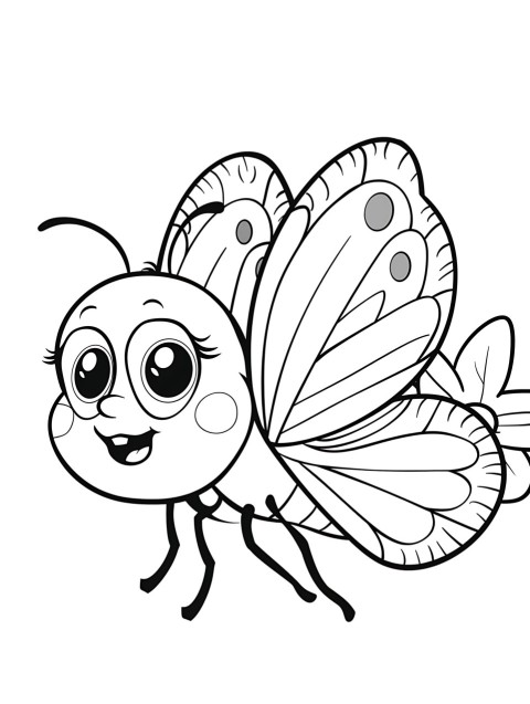 Cute Butterfly Coloring Book Pages Simple Hand Drawn Animal illustration Line Art Outline Black and White (144)