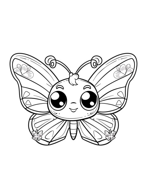 Cute Butterfly Coloring Book Pages Simple Hand Drawn Animal illustration Line Art Outline Black and White (160)