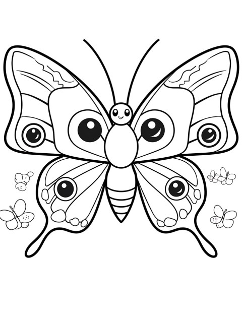 Cute Butterfly Coloring Book Pages Simple Hand Drawn Animal illustration Line Art Outline Black and White (119)