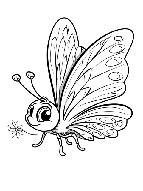 Cute Butterfly Coloring Book Pages Simple Hand Drawn Animal illustration Line Art Outline Black and White (127)