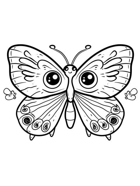 Cute Butterfly Coloring Book Pages Simple Hand Drawn Animal illustration Line Art Outline Black and White (161)