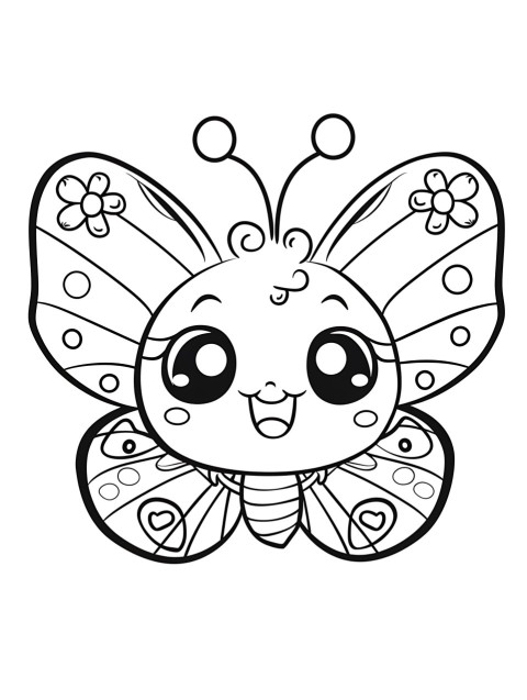 Cute Butterfly Coloring Book Pages Simple Hand Drawn Animal illustration Line Art Outline Black and White (174)