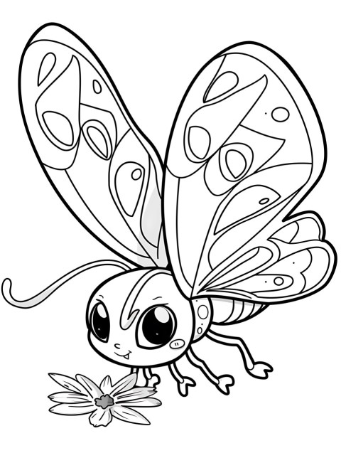 Cute Butterfly Coloring Book Pages Simple Hand Drawn Animal illustration Line Art Outline Black and White (166)