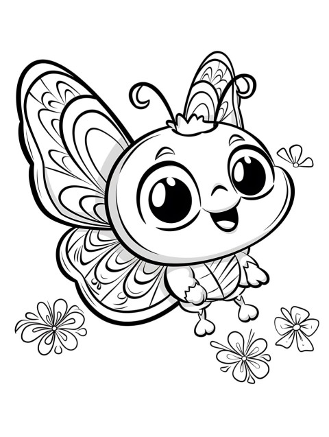 Cute Butterfly Coloring Book Pages Simple Hand Drawn Animal illustration Line Art Outline Black and White (157)
