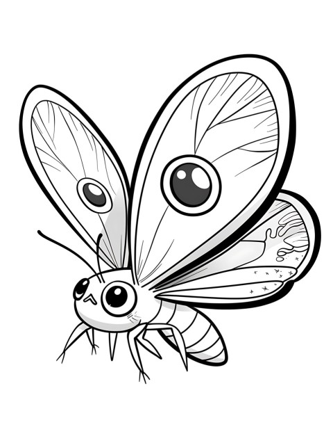 Cute Butterfly Coloring Book Pages Simple Hand Drawn Animal illustration Line Art Outline Black and White (137)