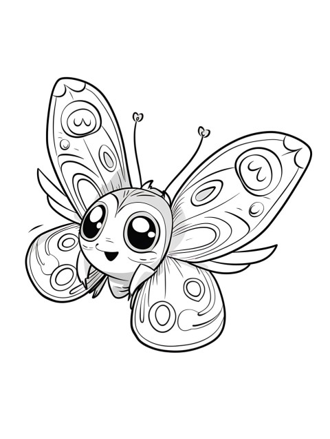 Cute Butterfly Coloring Book Pages Simple Hand Drawn Animal illustration Line Art Outline Black and White (141)