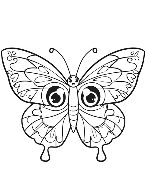 Cute Butterfly Coloring Book Pages Simple Hand Drawn Animal illustration Line Art Outline Black and White (178)