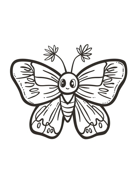 Cute Butterfly Coloring Book Pages Simple Hand Drawn Animal illustration Line Art Outline Black and White (138)