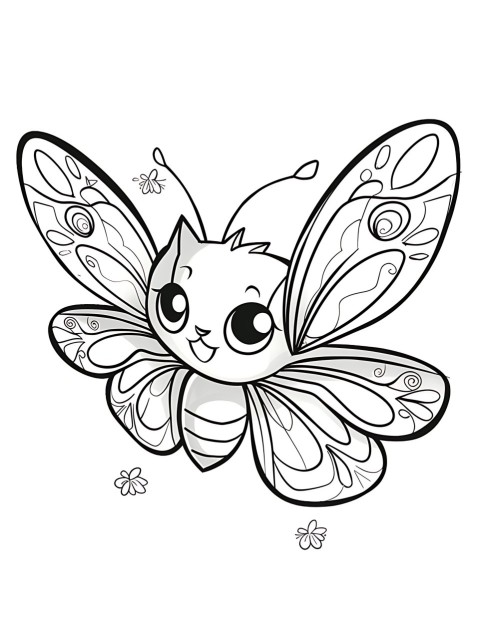 Cute Butterfly Coloring Book Pages Simple Hand Drawn Animal illustration Line Art Outline Black and White (149)